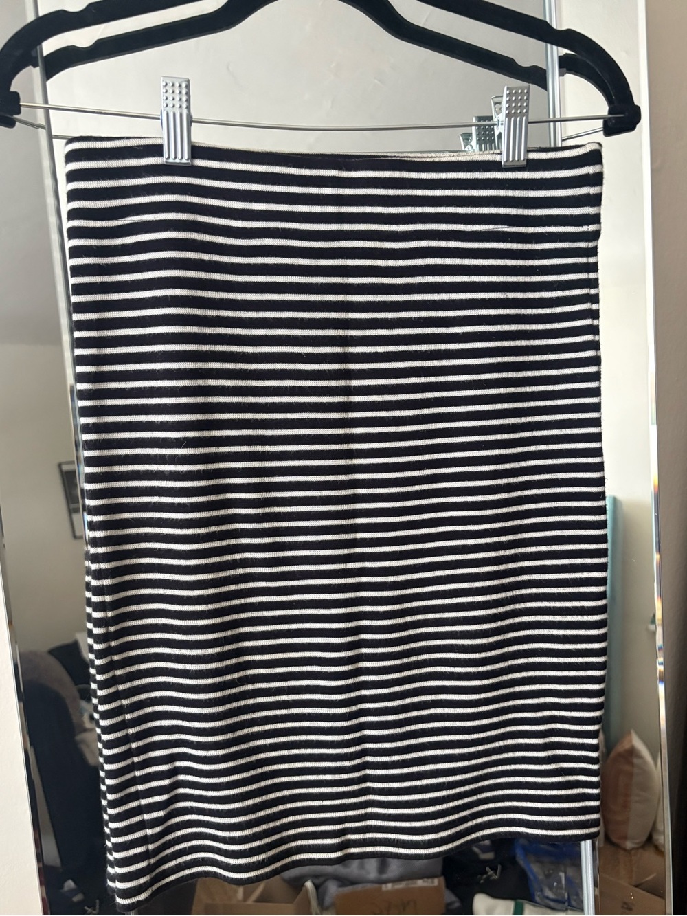 Madewell black and white striped skirt
